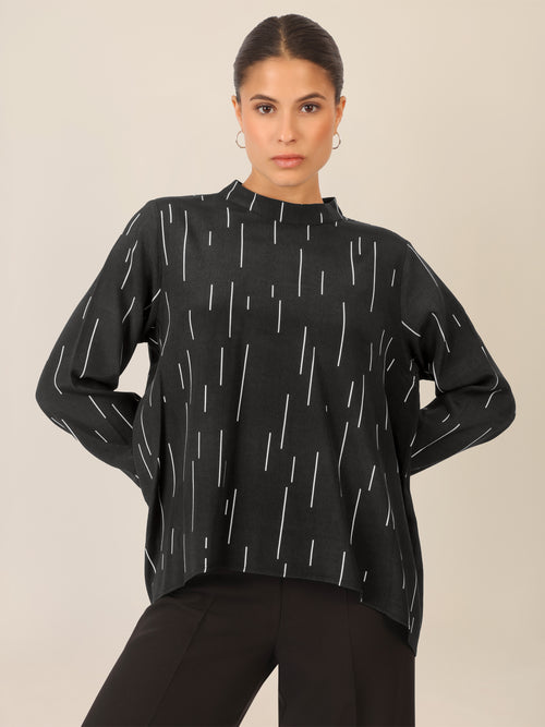 APART Bedruckte Bluse mit allover Print | schwarz-creme image 1