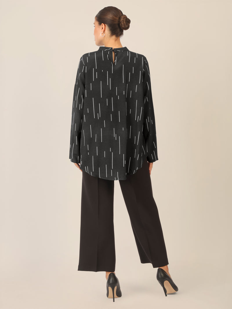 APART Bedruckte Bluse mit allover Print | schwarz-creme