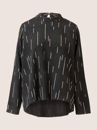 APART Bedruckte Bluse mit allover Print | schwarz-creme