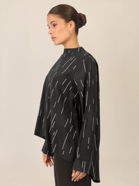 APART Bedruckte Bluse mit allover Print | schwarz-creme