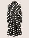APART Kleid mit Stehkragen und Polka-Dots | schwarz-creme