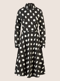 APART Kleid mit Stehkragen und Polka-Dots | schwarz-creme