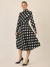 APART Kleid mit Stehkragen und Polka-Dots | schwarz-creme