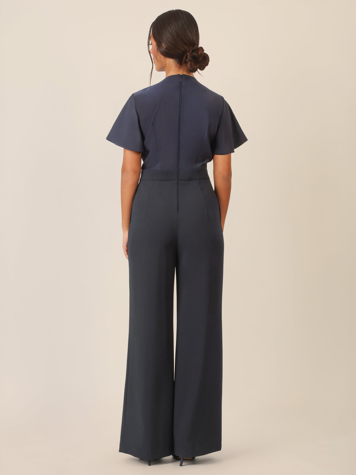 APART Overall im Materialmix aus Satin und mattschimmerndem Krepp | nachtblau