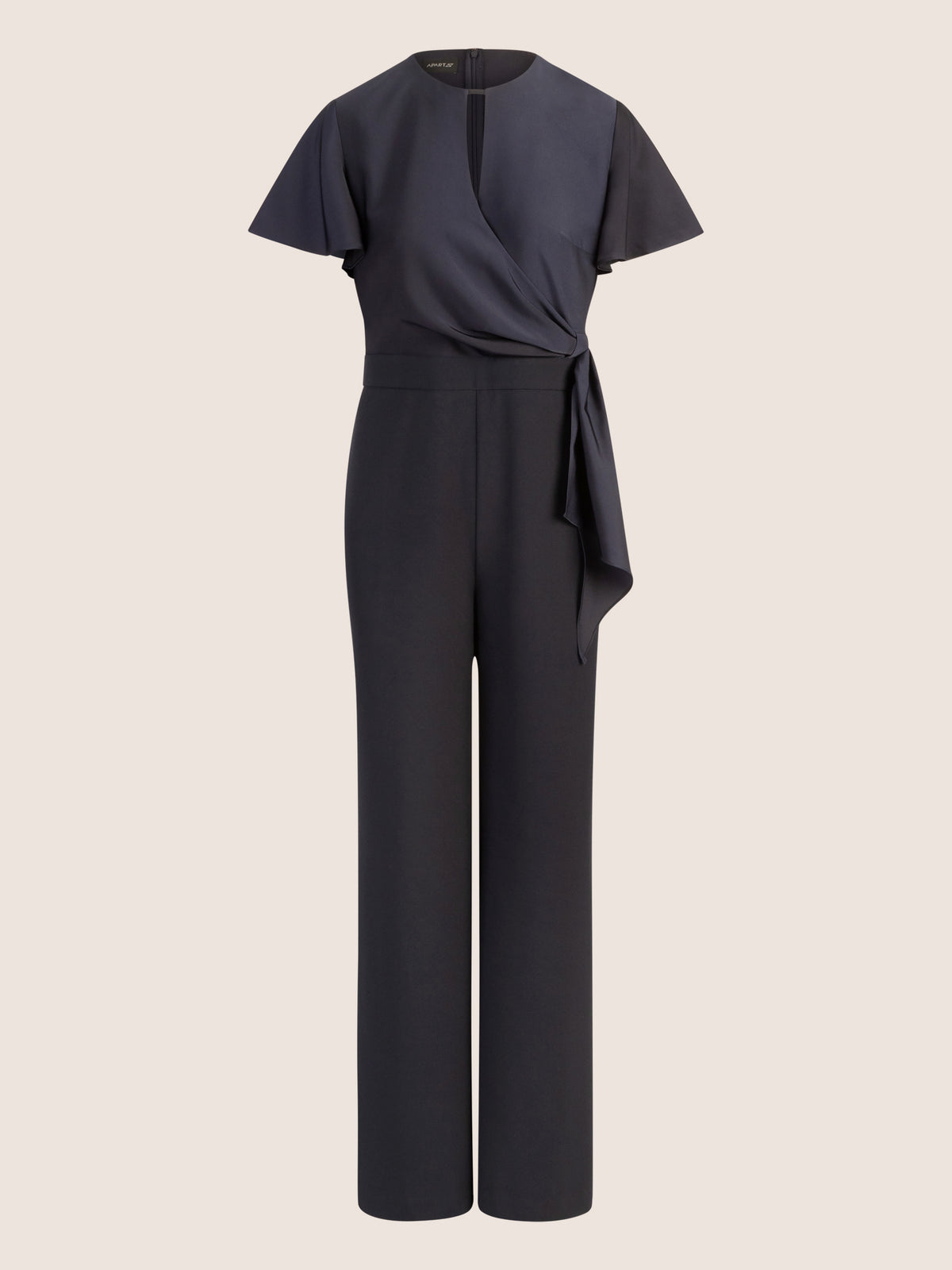 APART Overall im Materialmix aus Satin und mattschimmerndem Krepp | nachtblau