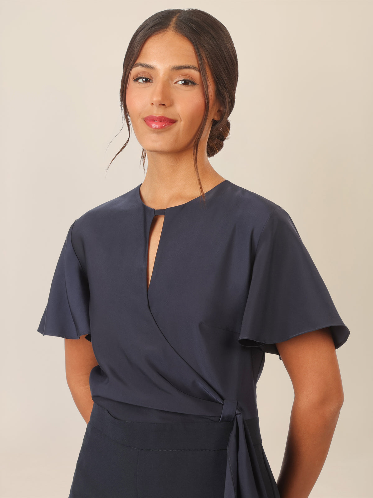 APART Overall im Materialmix aus Satin und mattschimmerndem Krepp | nachtblau