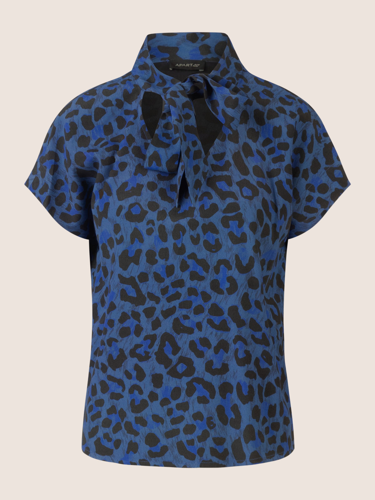 APART Bluse mit Schleifendetail und Animal-Print | mittelblau-multicolor