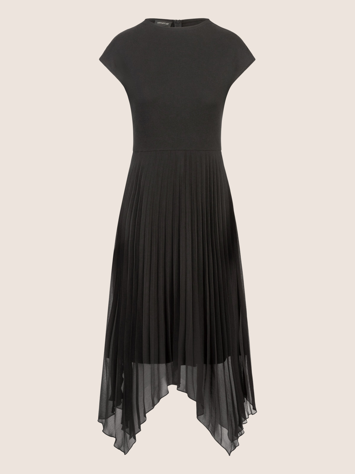 APART Midi Kleid mit Zipfelsaum | schwarz
