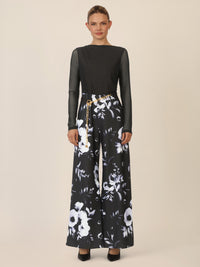 APART Overall mit Mesh-Top und floraler Hose | schwarz-multicolor