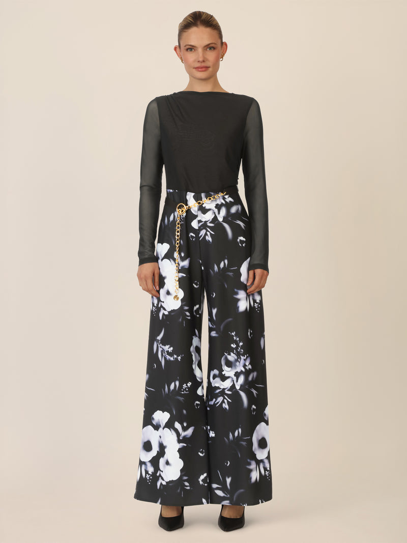 APART Overall mit Mesh-Top und floraler Hose | schwarz-multicolor
