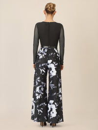 APART Overall mit Mesh-Top und floraler Hose | schwarz-multicolor