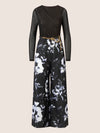 APART Overall mit Mesh-Top und floraler Hose | schwarz-multicolor