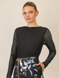 APART Overall mit Mesh-Top und floraler Hose | schwarz-multicolor