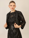 APART Kunstlederjacke mit allover Ornamentenstickerei | schwarz