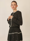 APART Bouclé Bolero mit goldfarbenen Pailletten und Glanzgarn | schwarz