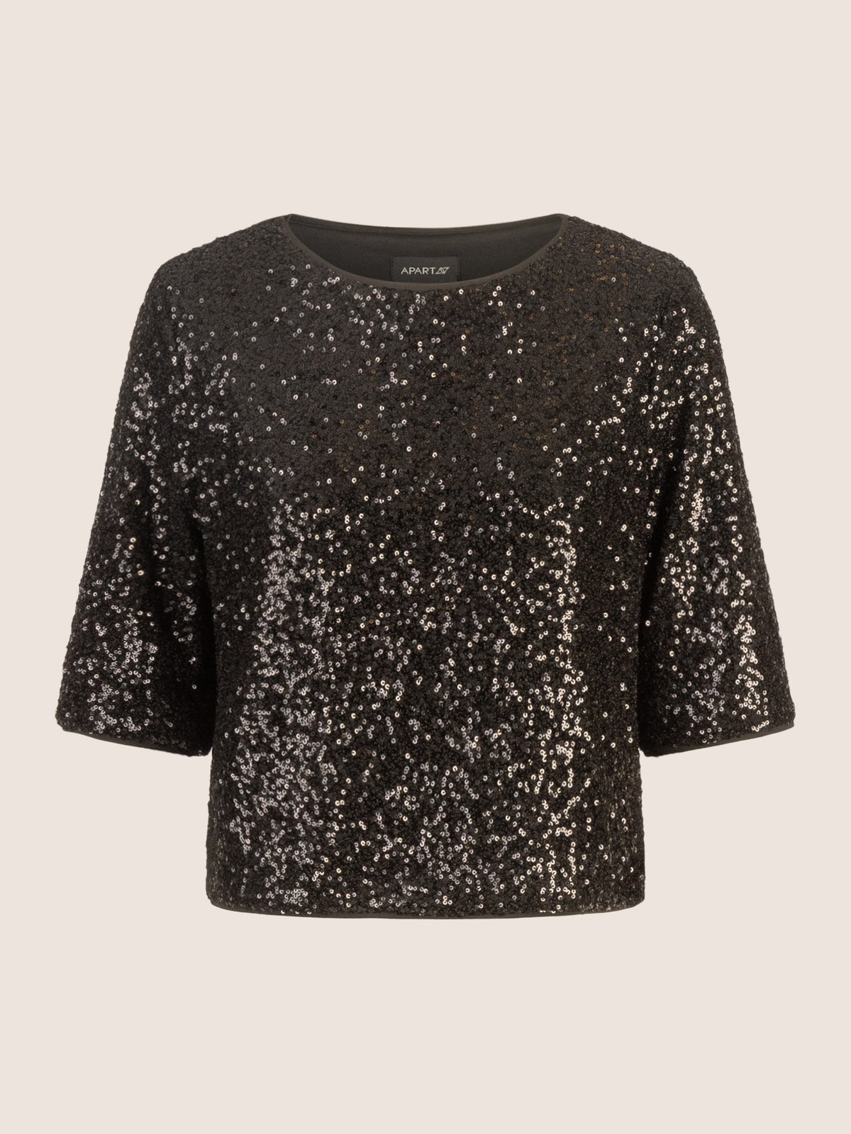 APART Paillettenshirt mit Halbarm | schwarz