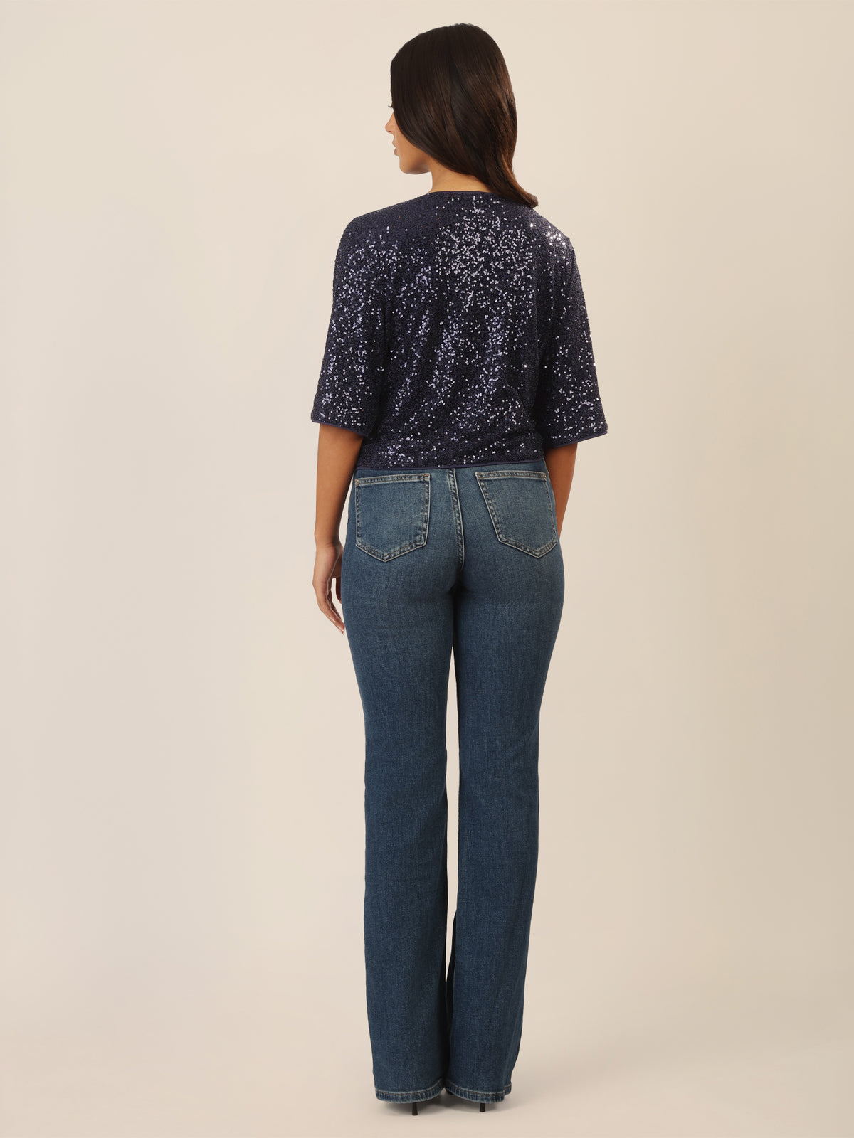 APART Paillettenshirt mit Halbarm | nachtblau