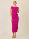 APART Midi Jerseykleid mit Drapierung und Raffdetail | lila