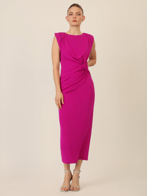 APART Midi Jerseykleid mit Drapierung und Raffdetail | lila image 1