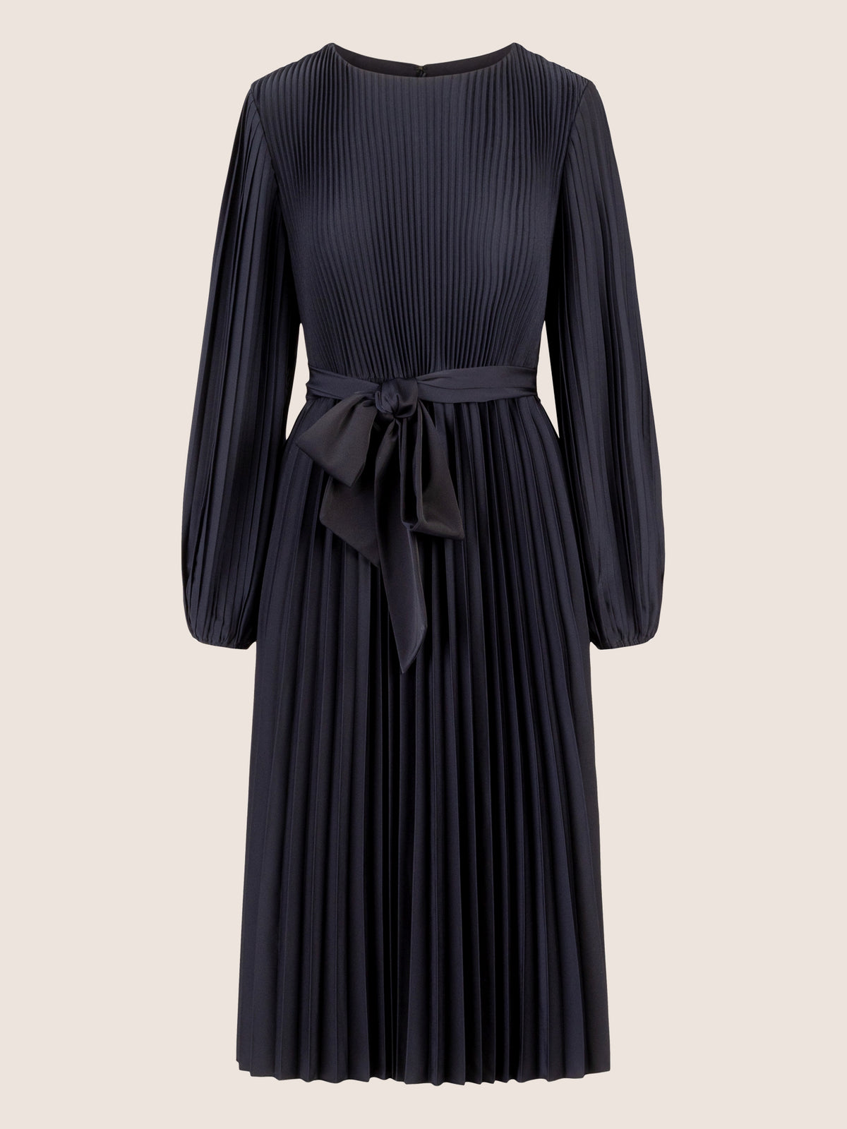 APART Midi Plisseekleid mit separatem, breitem Bindegürtel | nachtblau