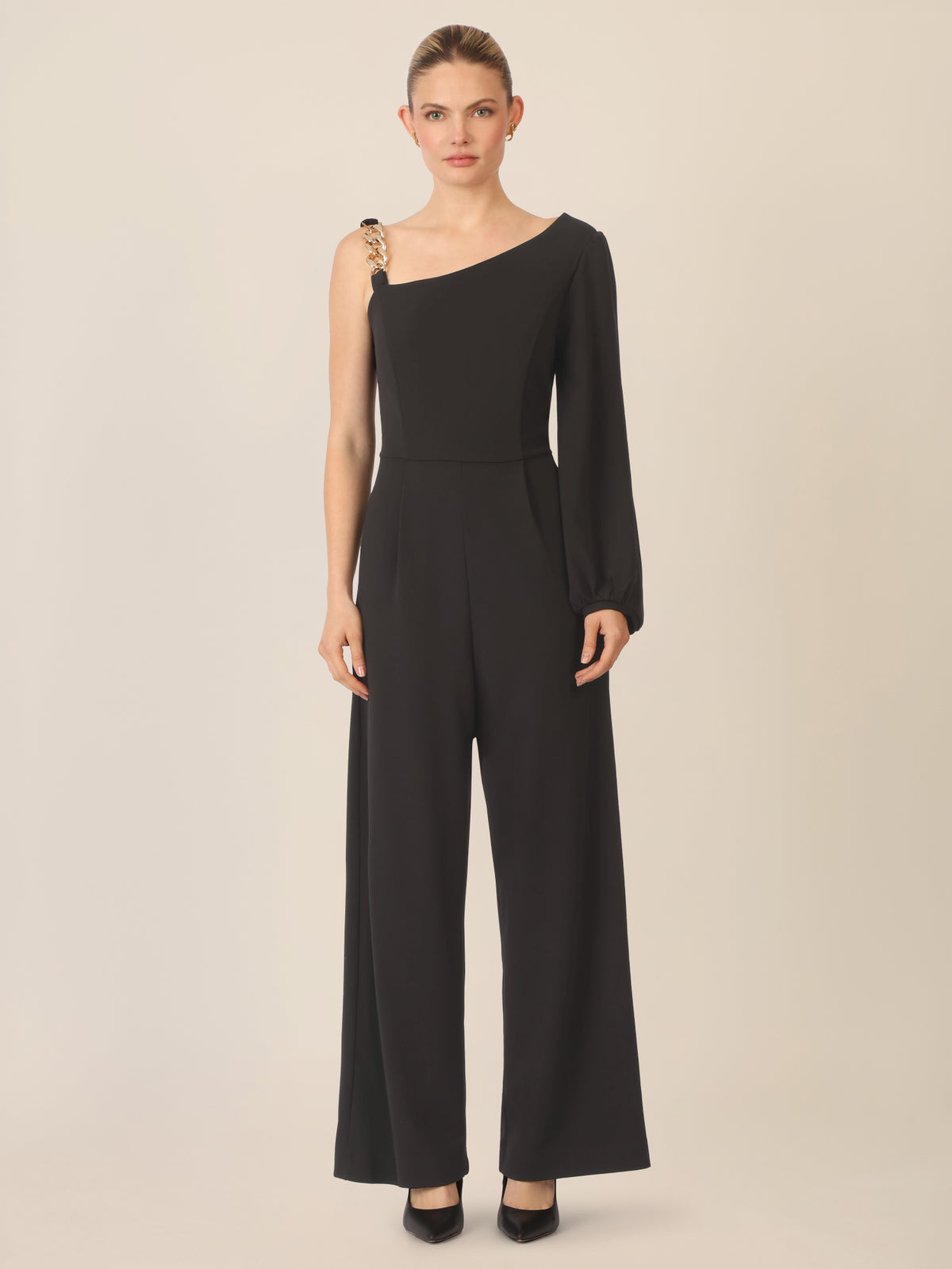 APART Overall mit One-Shoulder-Design und Gliederträger | schwarz