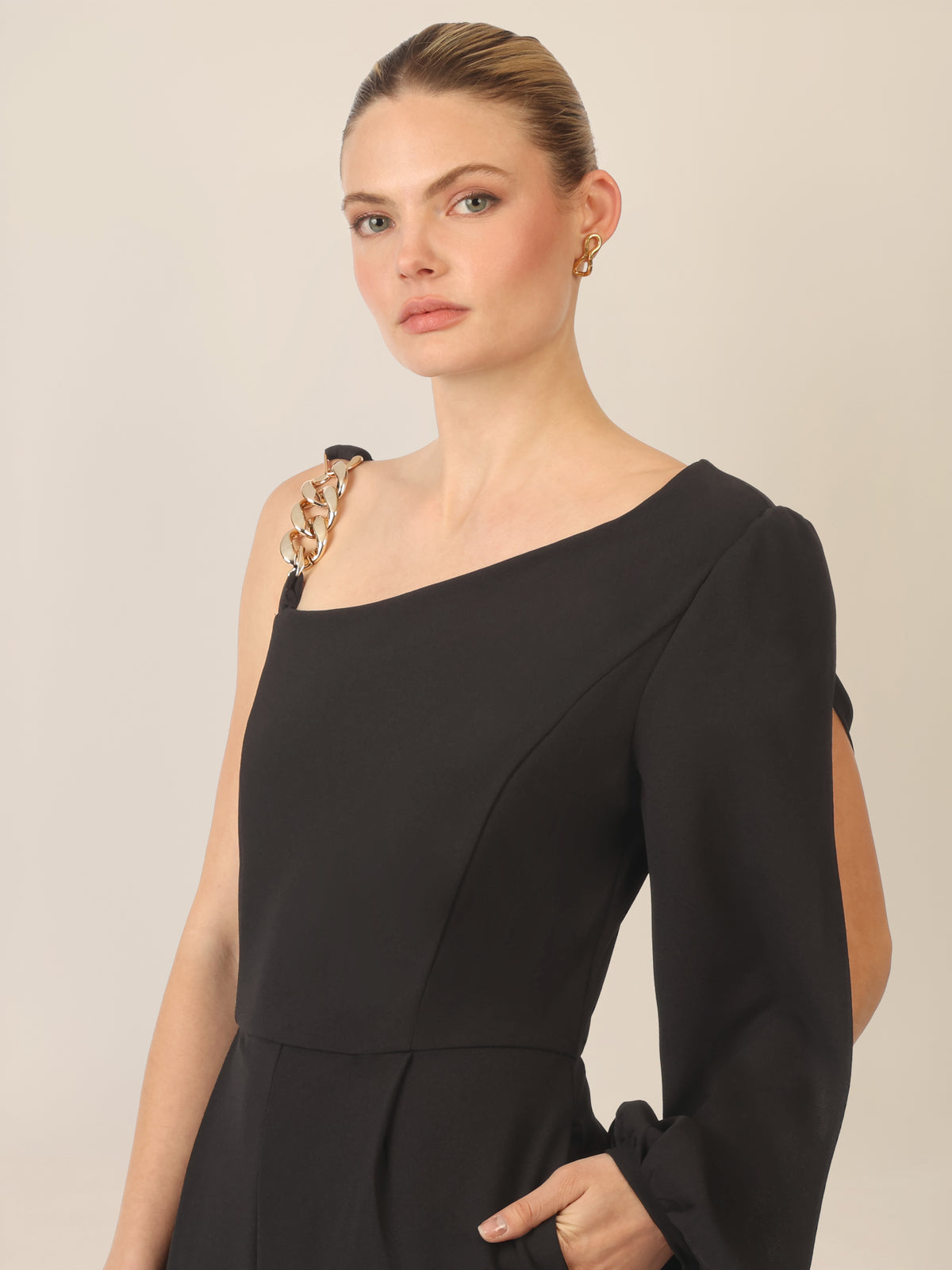 APART Overall mit One-Shoulder-Design und Gliederträger | schwarz