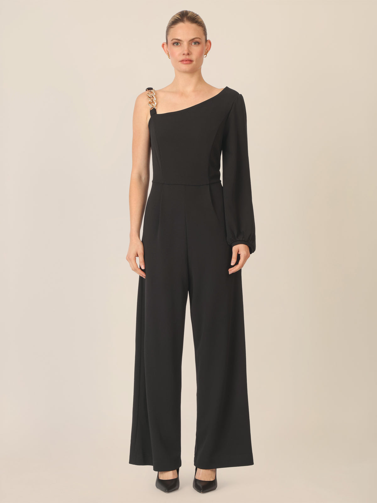 APART Overall mit One-Shoulder-Design und Gliederträger | schwarz