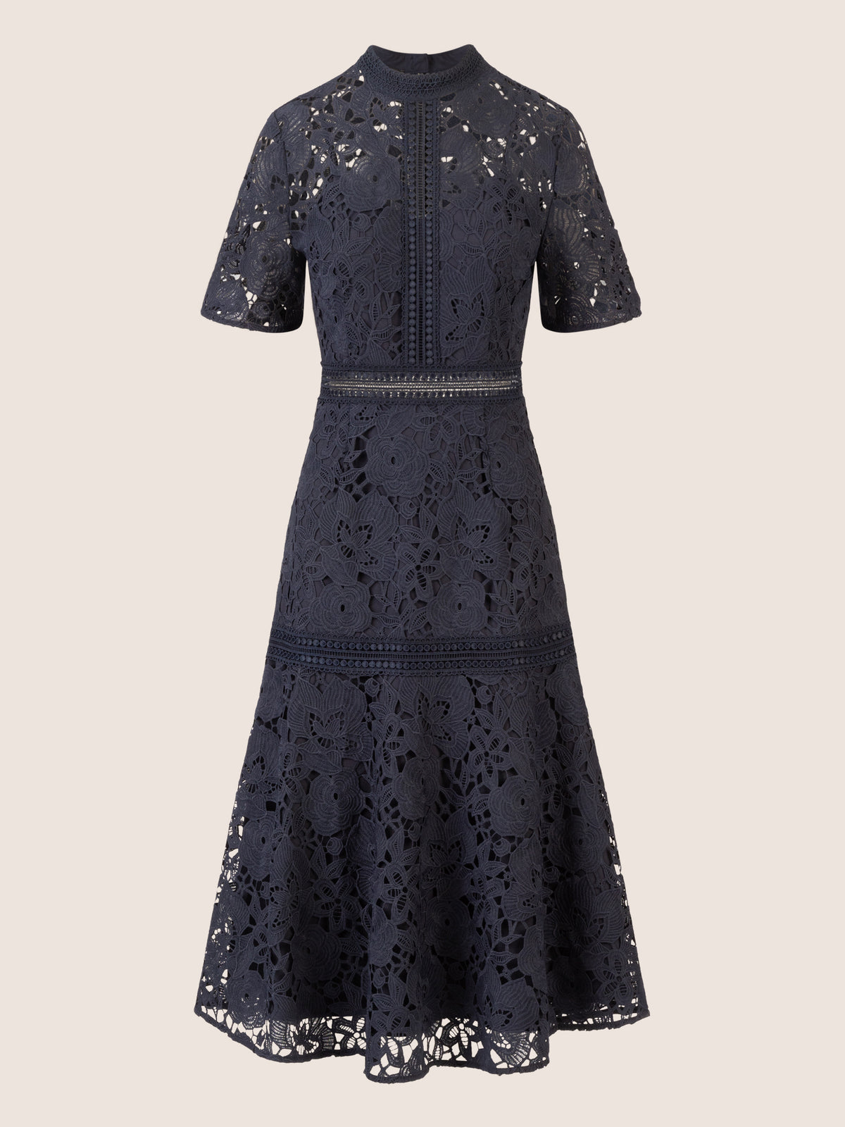 APART Midi Spitzenkleid mit blickdichtem Unterkleid | nachtblau