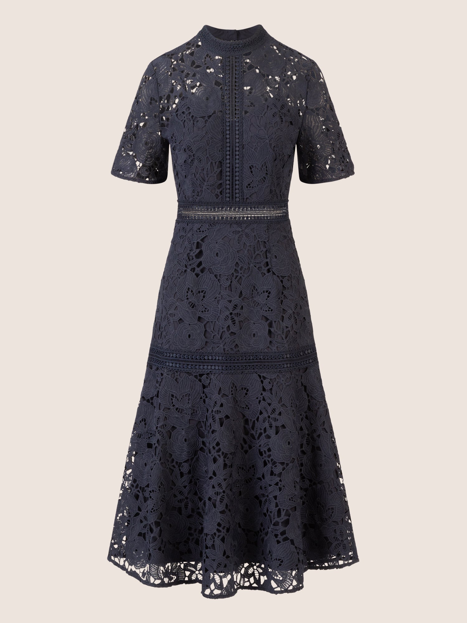APART Midi Spitzenkleid mit blickdichtem Unterkleid | nachtblau