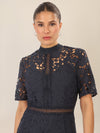 APART Midi Spitzenkleid mit blickdichtem Unterkleid | nachtblau