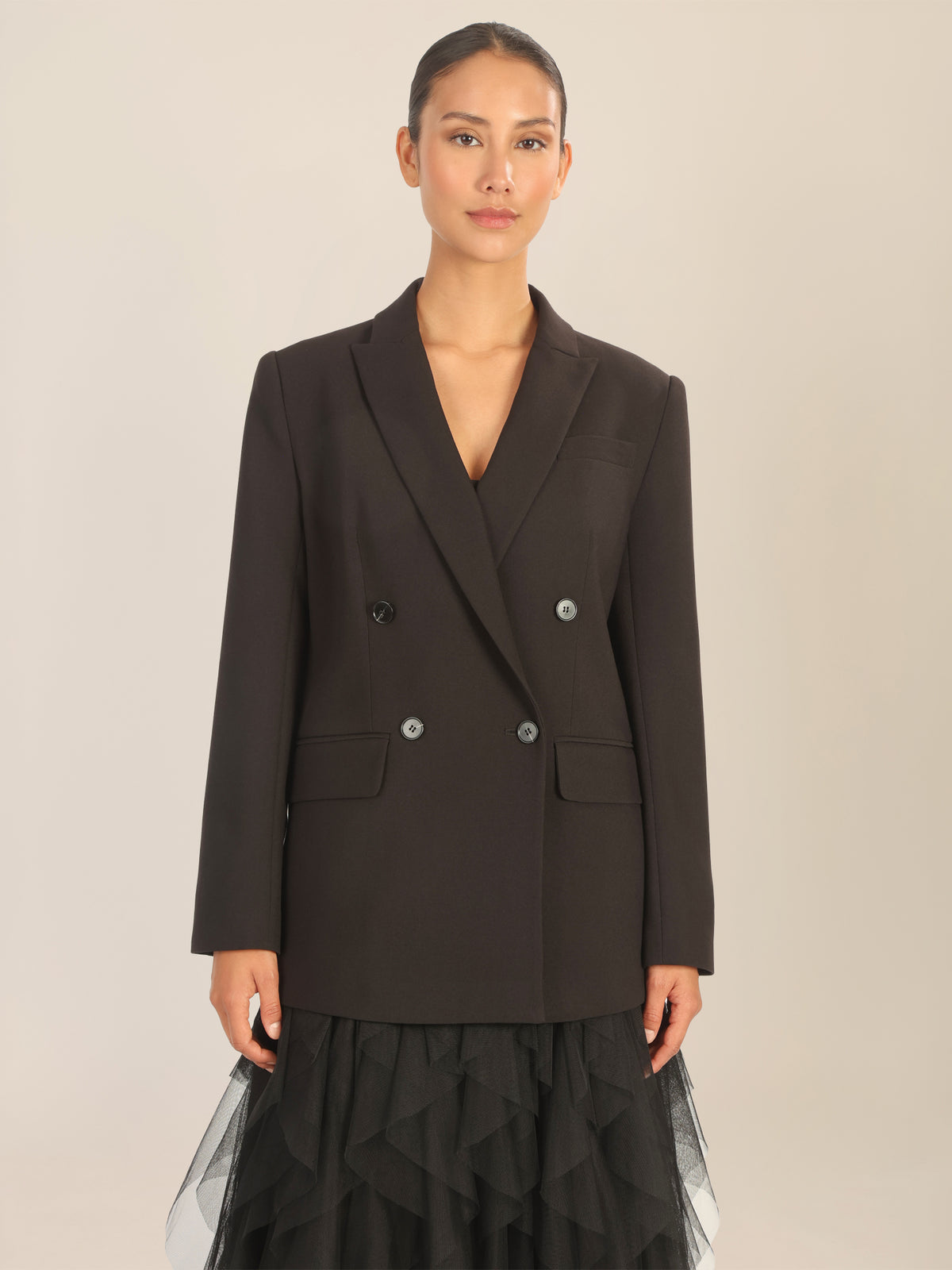 APART Oversized Blazer im Double-Breasted-Stil | schwarz