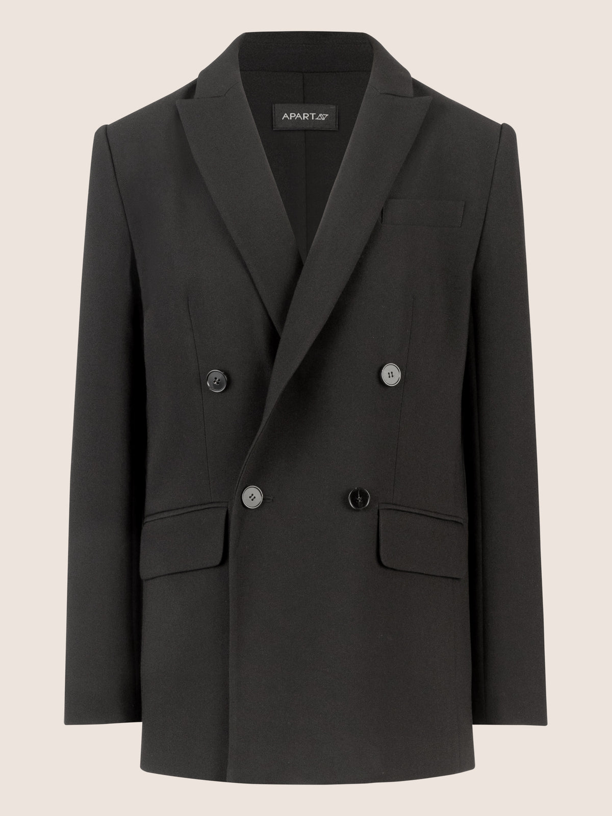 APART Oversized Blazer im Double-Breasted-Stil | schwarz