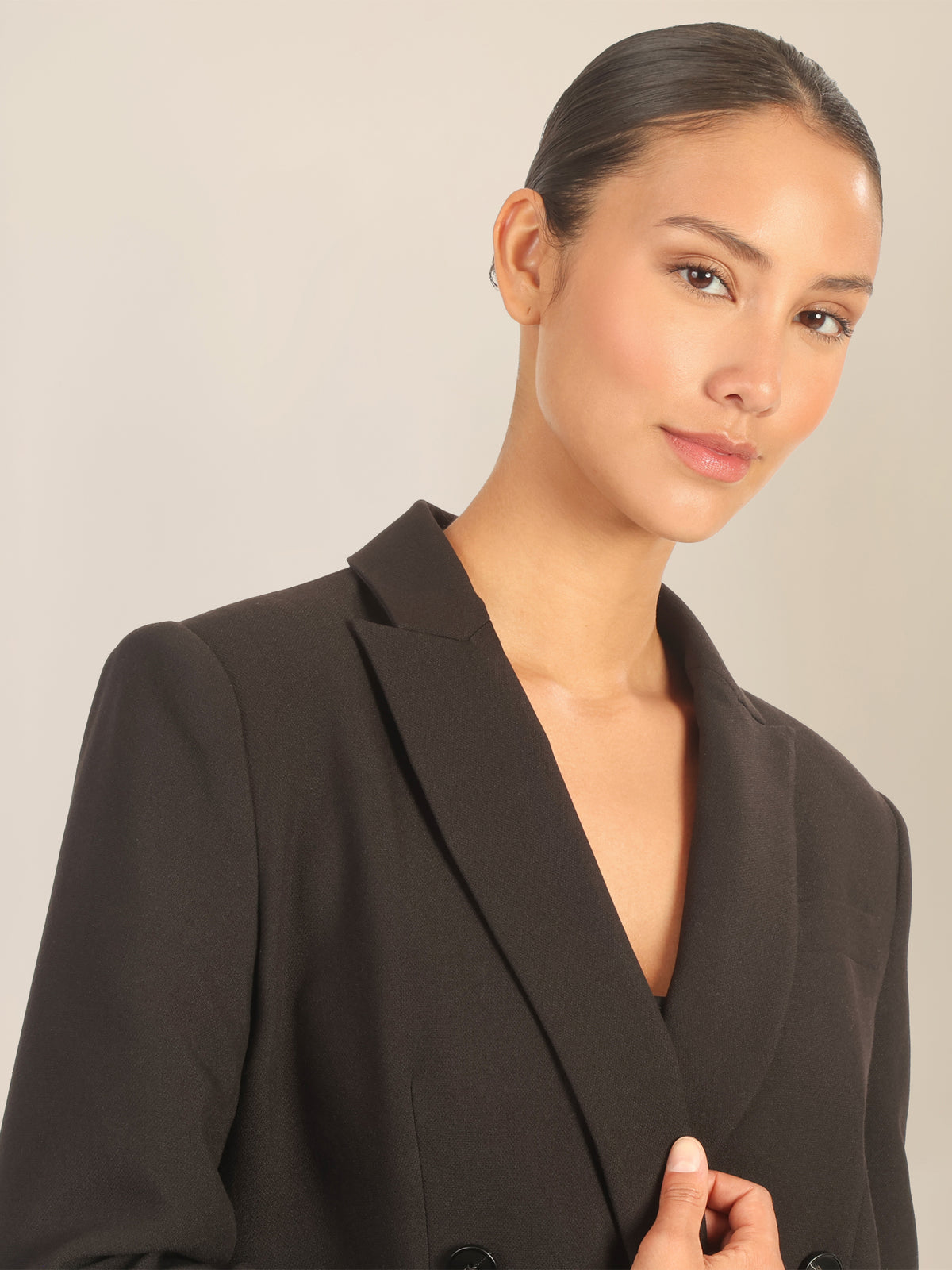 APART Oversized Blazer im Double-Breasted-Stil | schwarz