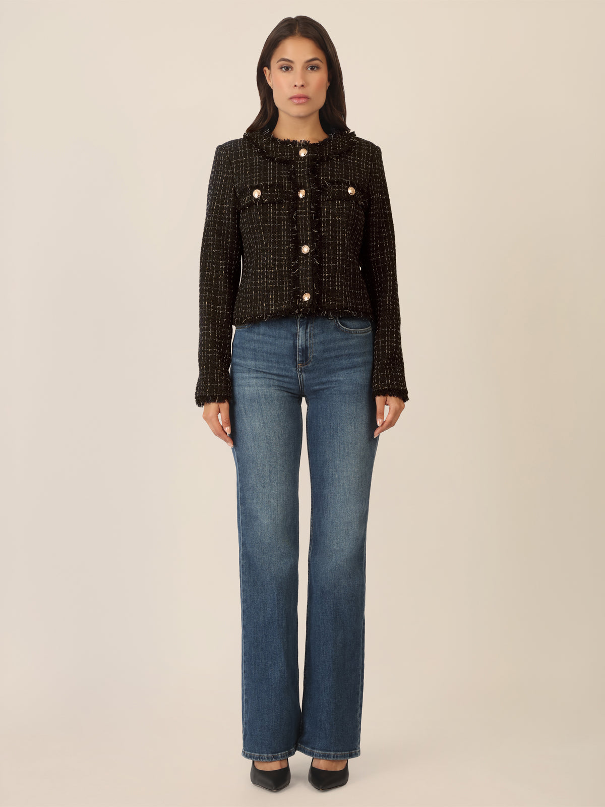 APART Boucléblazer mit eingewebten, goldfarbenen Fasern | schwarz-multicolor