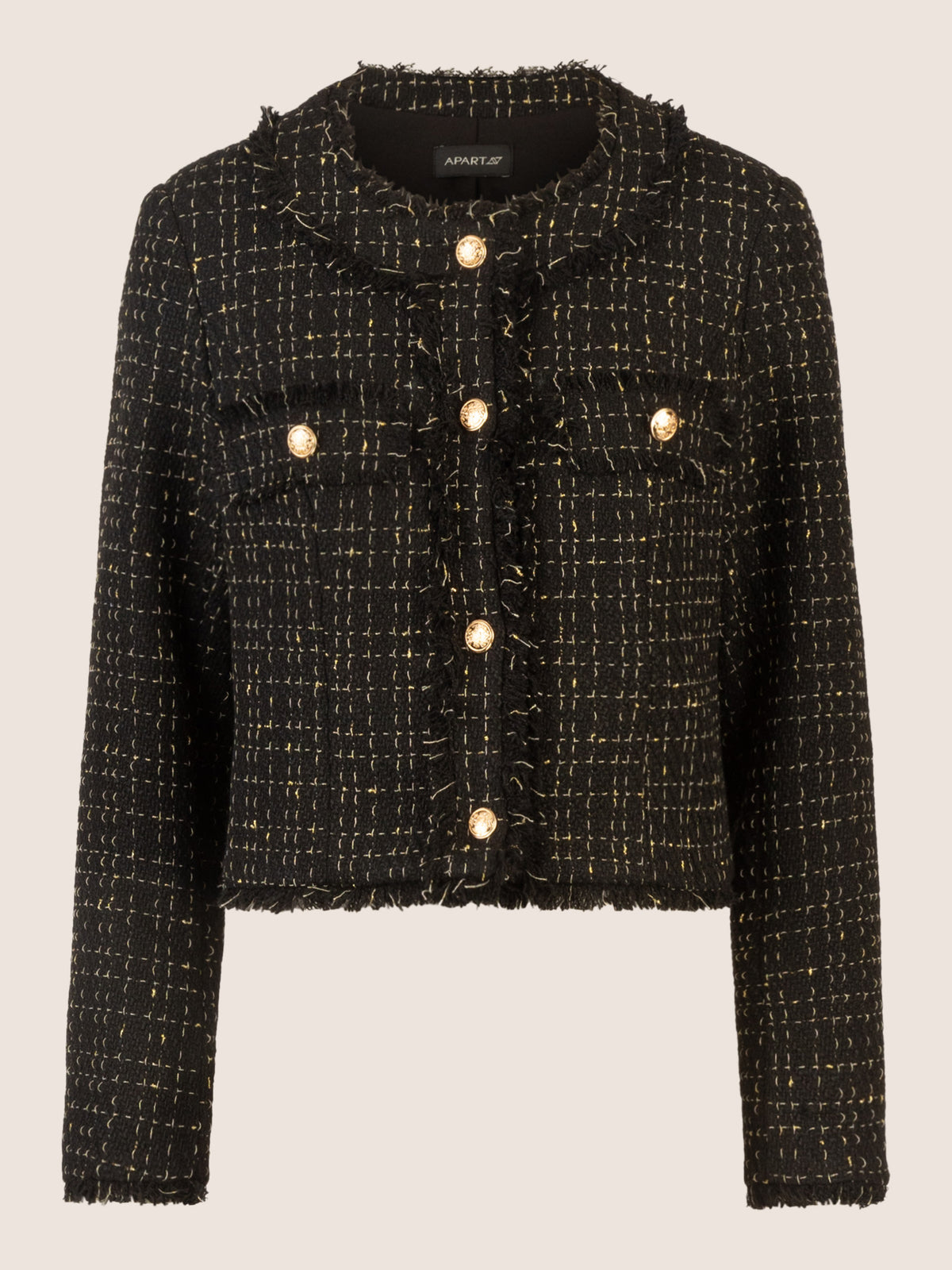 APART Boucléblazer mit eingewebten, goldfarbenen Fasern | schwarz-multicolor