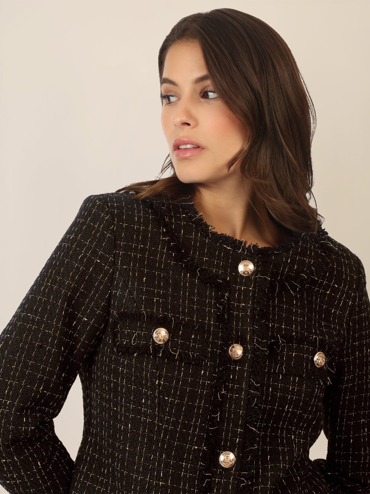 APART Boucléblazer mit eingewebten, goldfarbenen Fasern | schwarz-multicolor