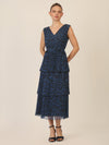 APART Midi Plisseekleid mit Animalprint | mittelblau-multicolor