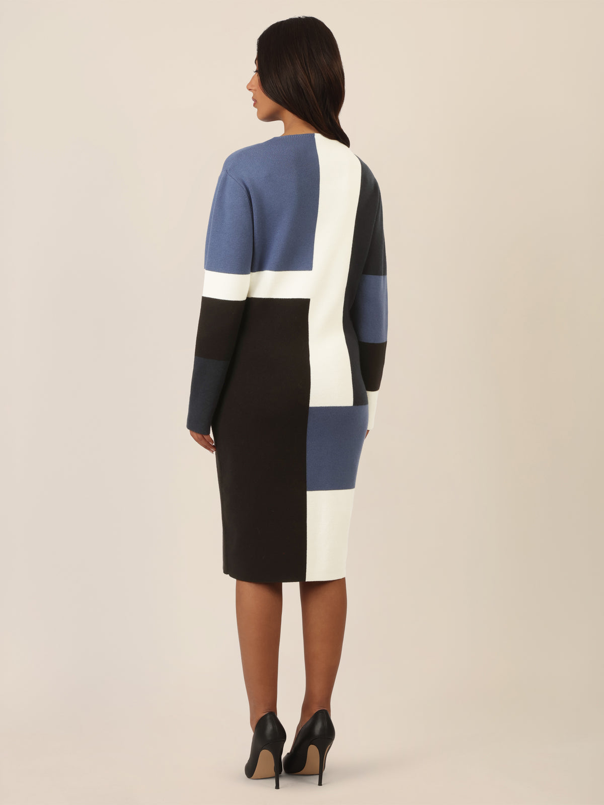 APART Colorblocking Strickkleid mit grafischem Blockmuster | nachtblau-multicolor