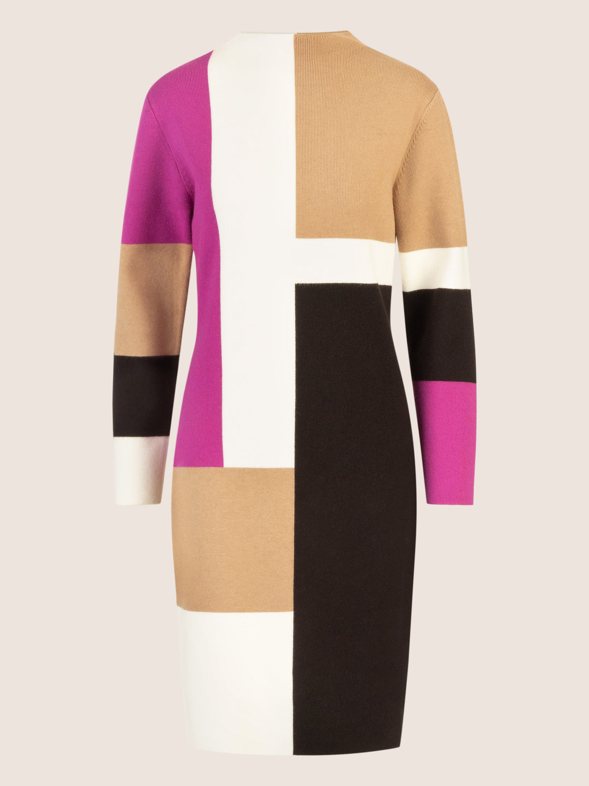 APART Colorblocking Strickkleid mit grafischem Blockmuster | lila-multicolor