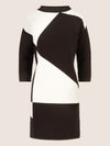 APART Colorblocking Strickkleid mit grafischem Strukturmuster | schwarz-creme