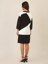 APART Colorblocking Strickkleid mit grafischem Strukturmuster | schwarz-creme