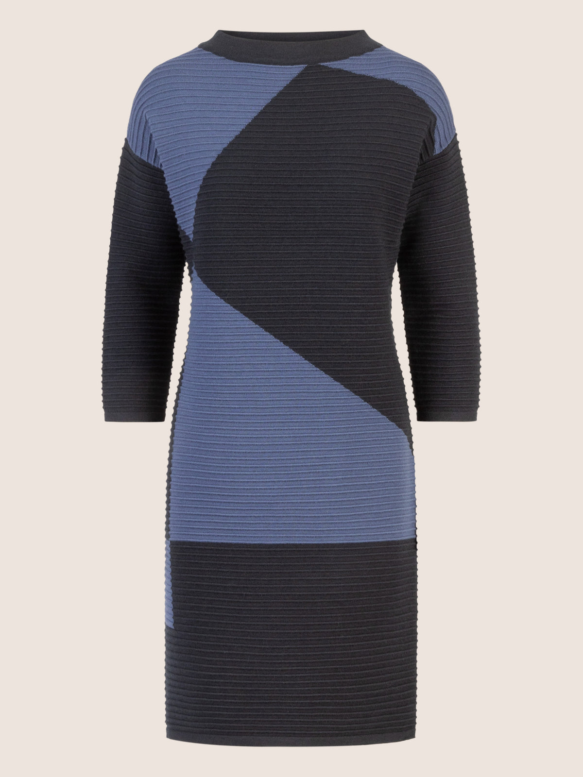 APART Colorblocking Strickkleid mit grafischem Strukturmuster | nachtblau-dunkelblau