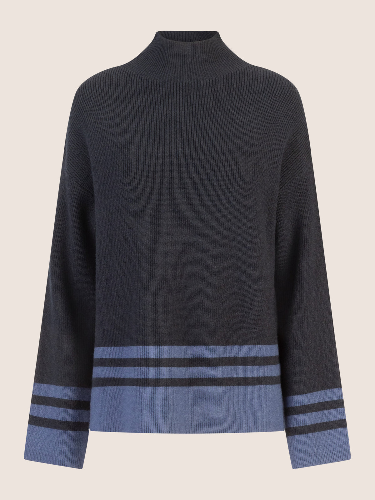 APART Oversized Pullover mit Kontraststreifen | nachtblau-dunkelblau