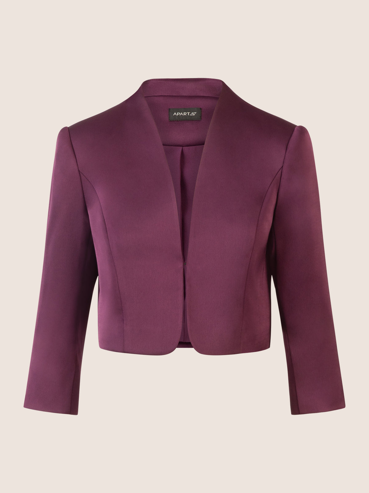 APART Satinbolero mit offener Front | dunkel lila