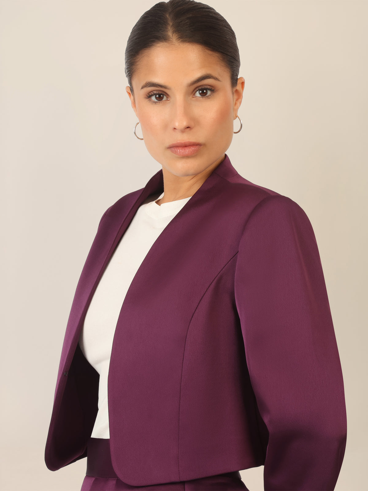 APART Satinbolero mit offener Front | dunkel lila