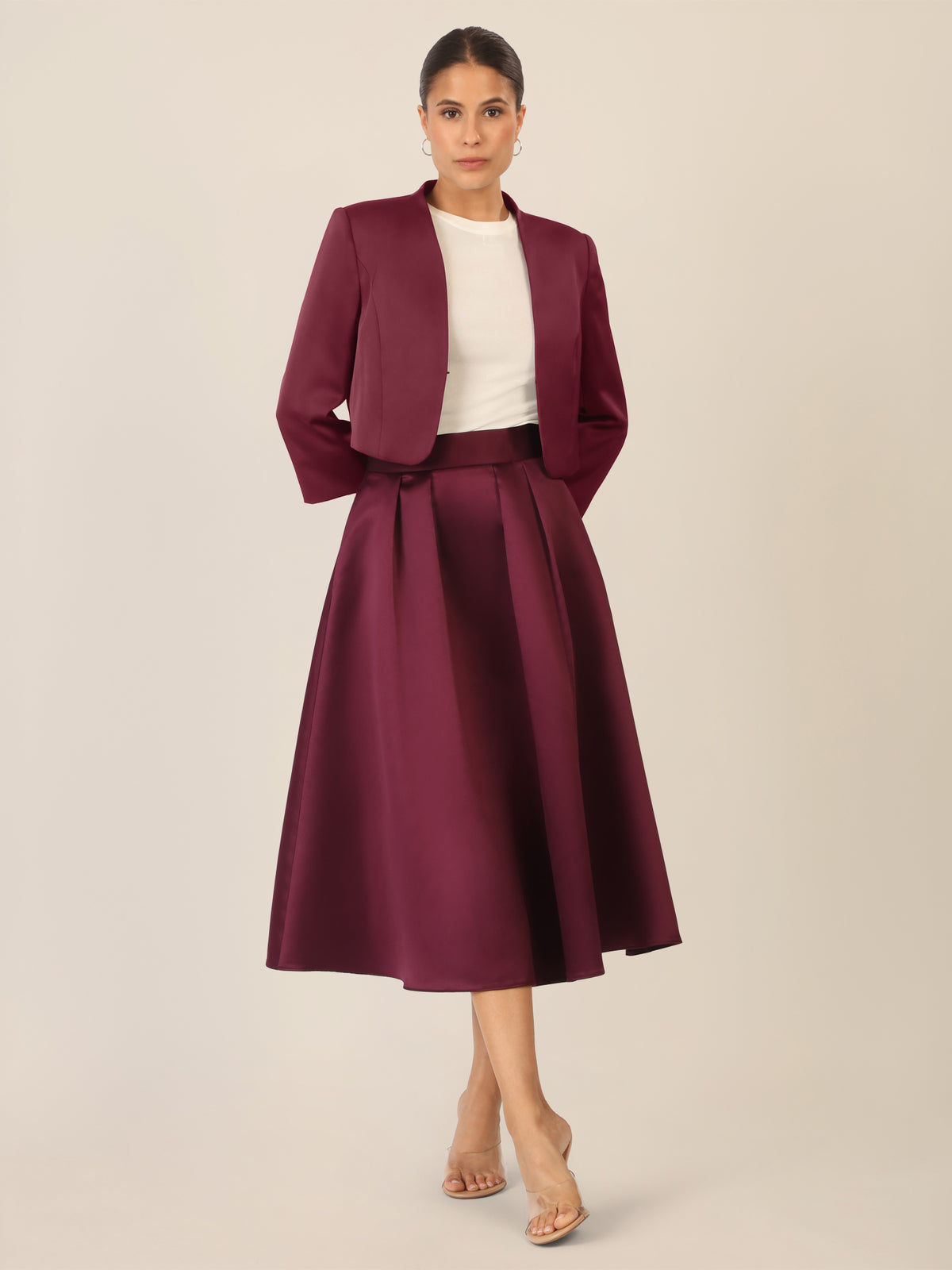 APART Satinbolero mit offener Front | bordeauxrot
