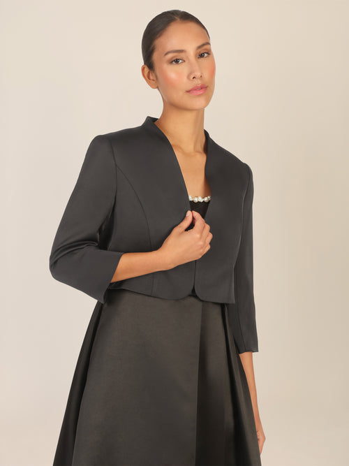 APART Satinbolero mit offener Front | schwarz image 1