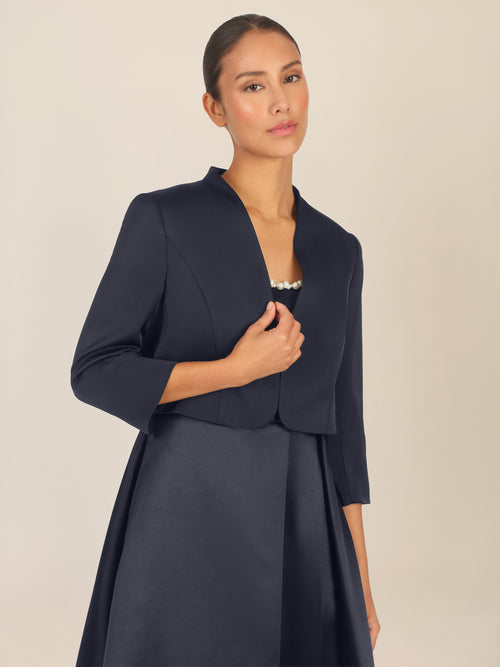 APART Satinbolero mit offener Front | nachtblau image 1