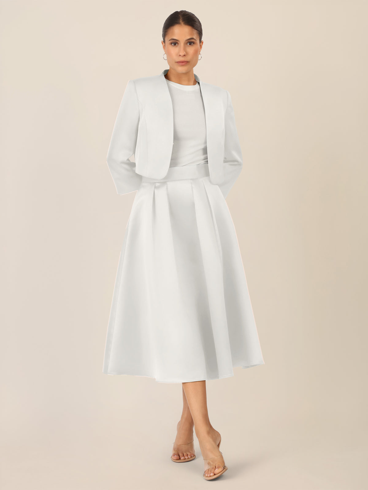 APART Satinbolero mit offener Front | creme