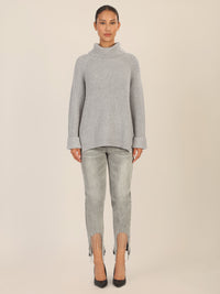 APART Oversized Pullover mit Rollkragen | graumeliert